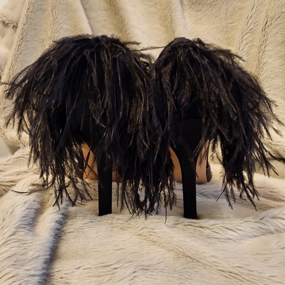 Zara Satin Feather & Crystal Shoes sz 39/9 NEW - Picture 2 of 7